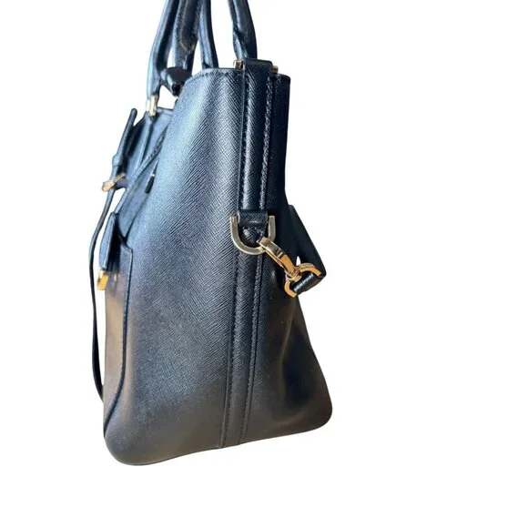 MICHAEL Michael Kors Greenwich Large Saffiano Leather Satchel Black Handbag Tote - Picture 4 of 12